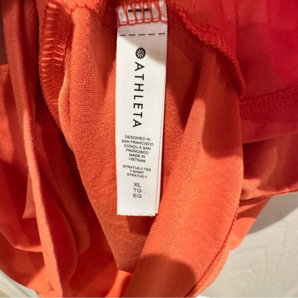 Athleta Women's XL Short Sleeve Tee Salmon Orange Pink Workout Yoga - Picture 5 of 5